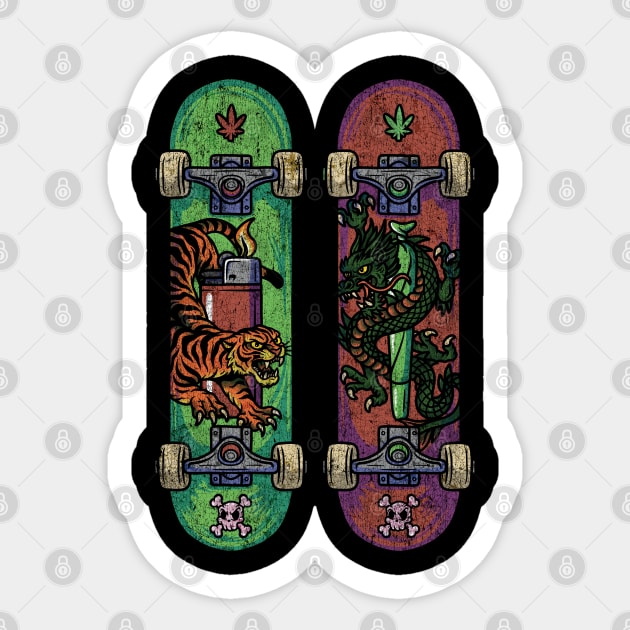 Skate & Bake – Tiger vs Dragon Edition Sticker by Wrongteeshirt